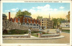 Plaza near railroad station Brattleboro, VT Postcard Postcard