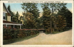 Driveways through the Grounds at Cedar Grove Hotel Lake Bomoseen, VT Postcard Postcard