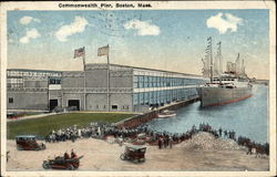 View of Commonwealth Pier, Ship and Spectators Postcard
