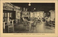 Interior of Lodge at Camp Aimhi North Windham, ME Postcard Postcard