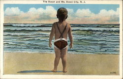 "The Ocean and Me" - Small Child on the Beach looking at the Ocean Postcard