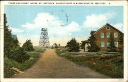 Tower and Summit House, Mt. Greylock Adams, MA Postcard Postcard