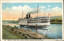Boston to New York Steamer passing through cape cod canal Postcard