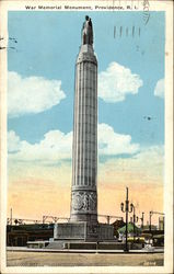 War Memorial Monument Providence, RI Postcard Postcard