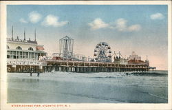 View of Steeplechase Pier & Carnival Rides Postcard
