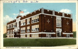 Street View of Washington School & Grounds Postcard