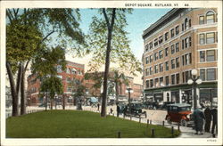 View of Depot Square Rutland, VT Postcard Postcard