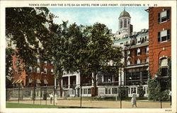 Tennis Court and the O-Te-Sa-Ga Hotel from lLake Front Postcard