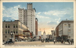 Main STreet looking towards State Capitol Postcard