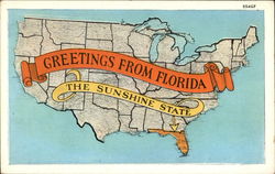 Greetings from FLorida, The Sunshine State Maps Postcard Postcard