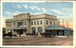 Street View of C & NW Station Postcard