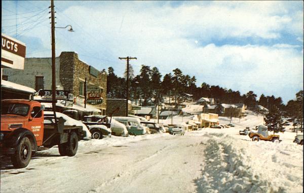 Wintertime street scene Cloudcroft New Mexico