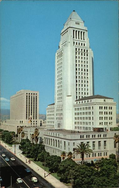 City Hall, US Post Office, and Federal Building in the Civic Center Los Angeles California