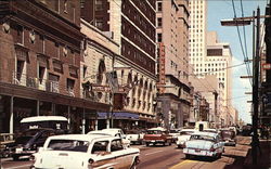 Commerce Street and Adolphus Hotel Dallas, TX Postcard Postcard