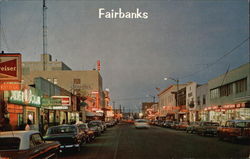 Fairbanks - "Golden Heart of Alaska" - View of Second Avenue Postcard