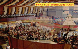 Looking Over Food Circus 1962 Seattle World's Fair Postcard Postcard