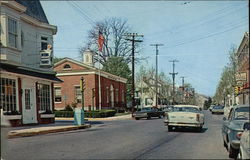 Main Street, Looking Post Office Lititz, PA Postcard Postcard