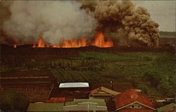 Curtain of Fire behind Village Kapoho, HI Postcard Postcard