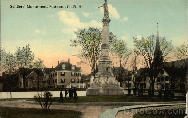 Soldiers Monument with Houses in the Background Portsmouth New Hampshire