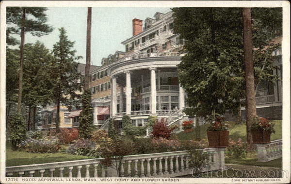 Hotel Aspinwall, West Front and Flower Garden Lenox Massachusetts