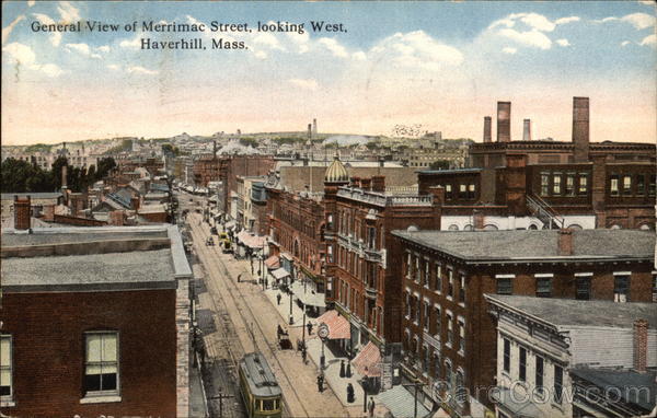 General View of Merrimac Street, looking West Haverhill Massachusetts