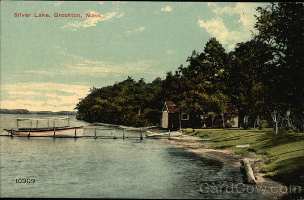 Cottage and Boat on Silver Lake Brockton Massachusetts