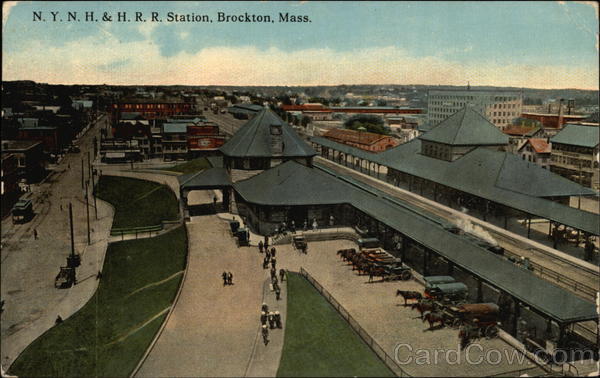 Bird's Eye View of NYNH & HRR Station Brockton Massachusetts