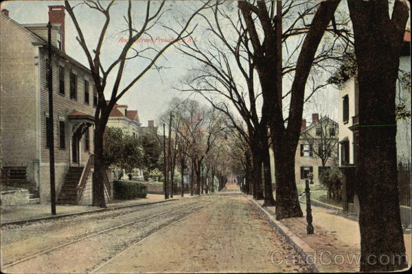 View Down Residential Street Providence Rhode Island