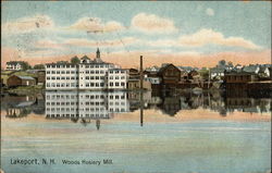 View Across the Water of Woods Hosiery Mill Postcard