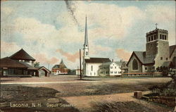 Depot Square Laconia, NH Postcard Postcard