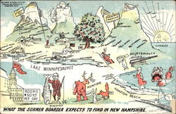 Map of Lake Winnipesaukee New Hampshire Postcard Postcard