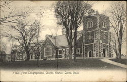 First Congregational Church Newton Centre, MA Postcard Postcard