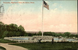 Fountain at Highland Park Brockton, MA Postcard Postcard