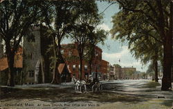 All Souls Church, Post Office and Main Street Postcard