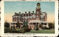 St Vincent's Hospital on Vernon Street Worcester, MA Postcard Postcard