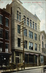 Street View of City Hall Woonsocket, RI Postcard Postcard