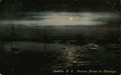 Railway Bridge by Moonlight Tiverton, RI Postcard Postcard