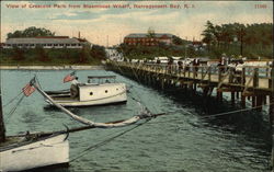 View of Crescent Park from Steamboat Wharf Narragansett Bay, RI Postcard Postcard