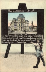 City Hall on an Easel, Small Child in Foreground Postcard