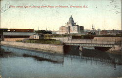 View across Canal showing State House at Distance Providence, RI Postcard Postcard