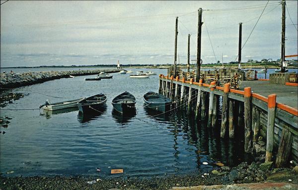 Working Boats Tied to Fish Dock Inside the Breakwater Sakonnet Rhode Island