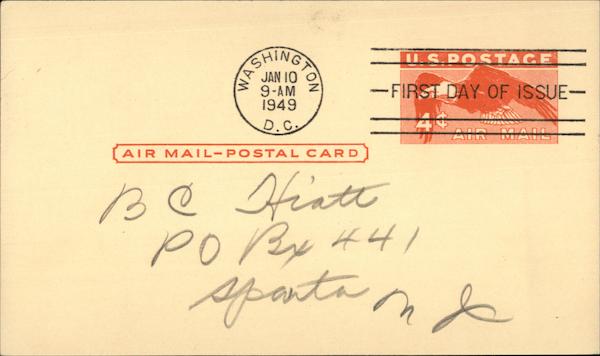 Air Mail Postage Stamp - First Day of Issue - January 10, 1949