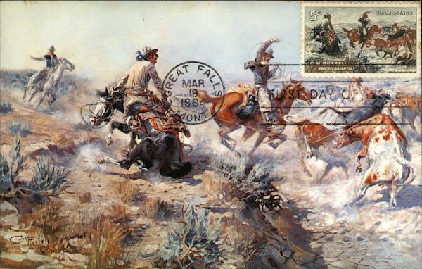 Jerked Down by Charles M. Russell 1856-1926 Art