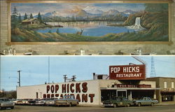 Pop Hicks Restaurant - Interior & Exterior Postcard