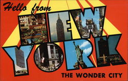 Hello From New York - The Wonder City Postcard Postcard