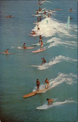 Surfing at Waikiki Postcard