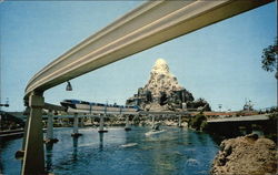 View of Monorail System, Submarine Lagoon and Matterhorn Mountain Postcard