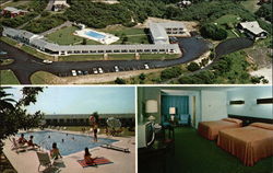 Aerial View of Chateau Motel, Also Showing Pool and Room Postcard