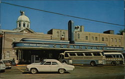 Greyhound Bus Station and Post House Restaurant Postcard