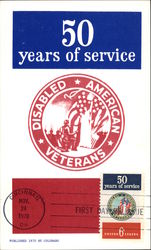 50 Years of Service Postage Stamp - First Day of Issue - November 24, 1970 Maximum Cards Postcard Postcard
